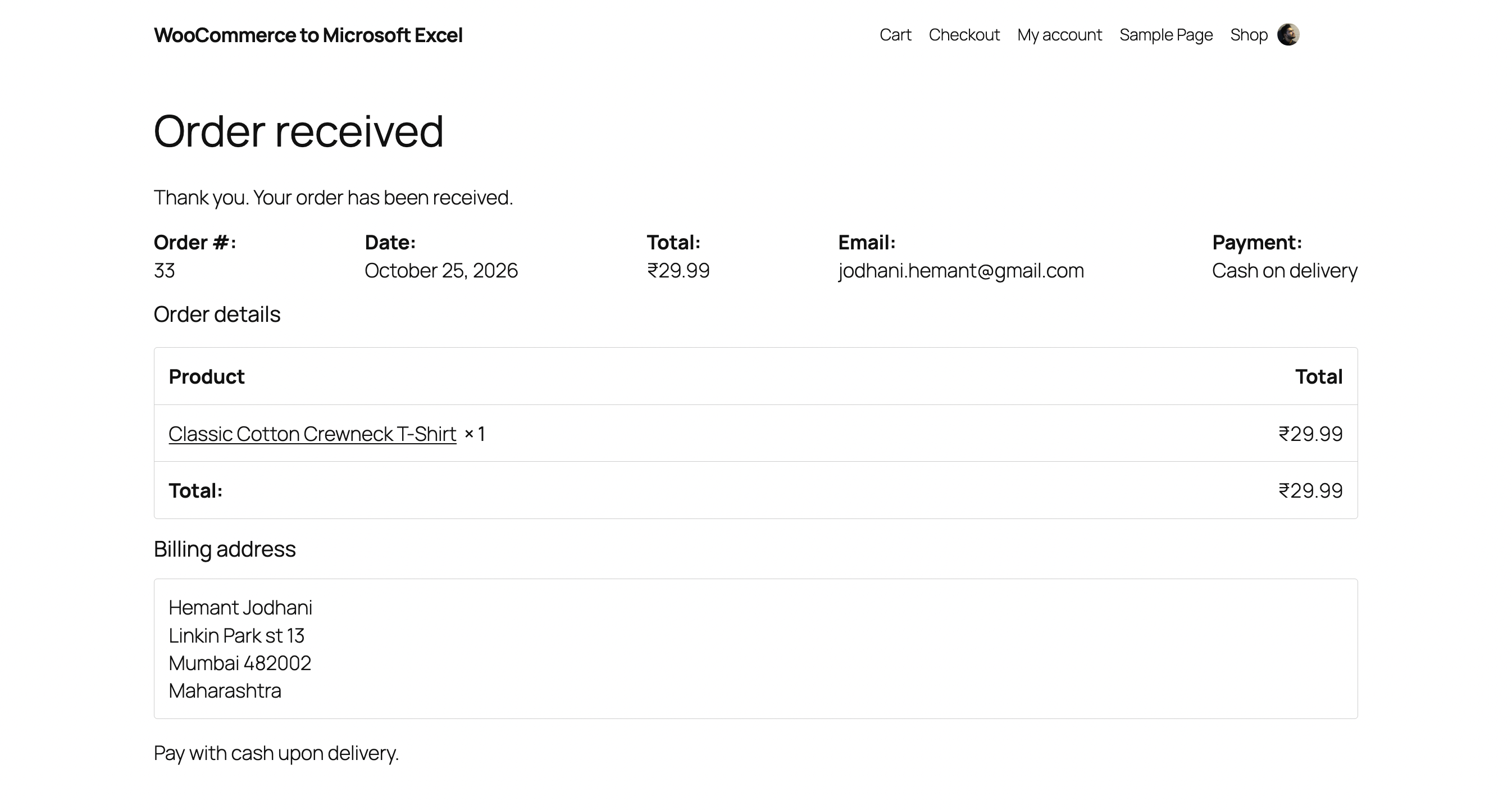 Customer Order Checkout